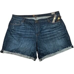 Kut from the Kloth Katy Boyfriend Jean Cutoff Short Distressed 22W Dark Wash NEW